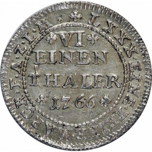 Реверс монеты Ангальт-Цербст, ⅙ талера, 1766