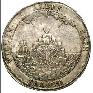 Аверс монеты Ангальт-Цербст, 1 талер, 1680, Смерть Софии Августы, матери Карла Вильгельма
