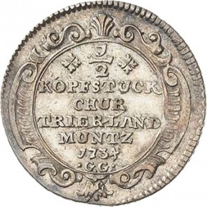 Реверс монеты Трир, 10 крейцеров, 1734