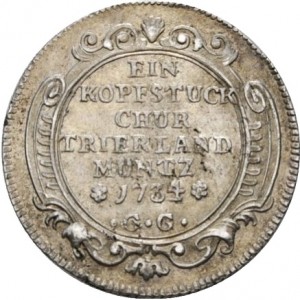 Реверс монеты Трир, 20 крейцеров, 1734