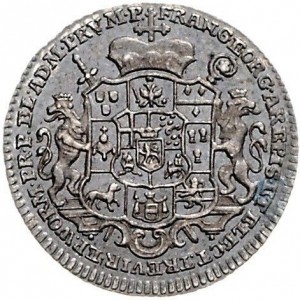 Аверс монеты Трир, 1/16 талера, 1756, Смерть архиепископа. Без львов на аверсе