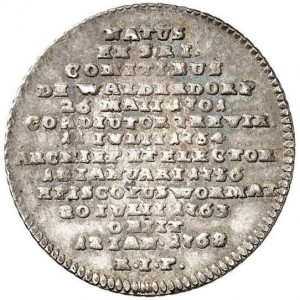 Реверс монеты Трир, 1/16 талера, 1768, Смерть архиепископа