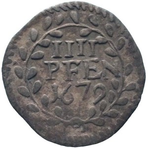 Реверс монеты Трир, 4 пфеннига, 1677-1680