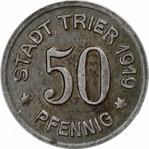 Аверс монеты Трир, 50 пфеннигов, 1919, Железо, магнетик