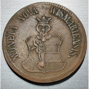 Аверс монеты Висмар, 3 пфеннига, 1854