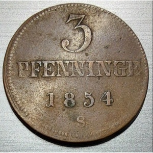 Реверс монеты Висмар, 3 пфеннига, 1854