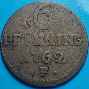 Реверс монеты Висмар, 6 пфеннигов, 1762
