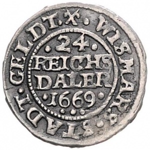 Реверс монеты Висмар, 1/24 талера, 1648-1672