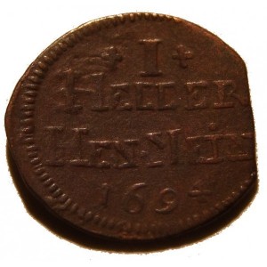 Реверс монеты Хеннеберг-Ильменау, 1 геллер, 1694
