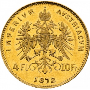Реверс монеты Австрийская империя, 4 флорина, 1870-1892