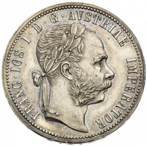 Аверс монеты Австрийская империя, 1 флорин, 1875, Шахта Пршибрам - достижение глубины 1000 метров