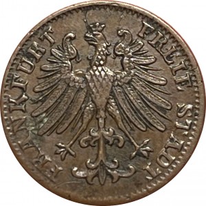 Аверс монеты Вольный город Франкфурт, 1 геллер, 1853-1858