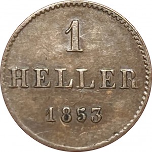 Реверс монеты Вольный город Франкфурт, 1 геллер, 1853-1858