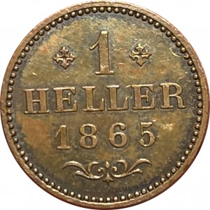 Реверс монеты Вольный город Франкфурт, 1 геллер, 1859-1865