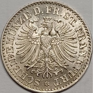 Аверс монеты Вольный город Франкфурт, 3 крейцера, 1866