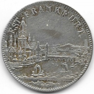 Аверс монеты Вольный город Франкфурт, 6 крейцеров, 1852-1856