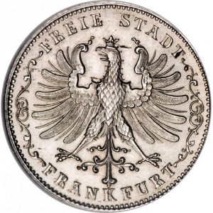 Аверс монеты Вольный город Франкфурт, ½ гульдена, 1842-1849
