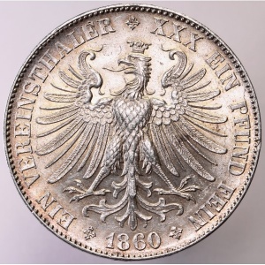 Реверс монеты Вольный город Франкфурт, 1 союзный талер, 1861