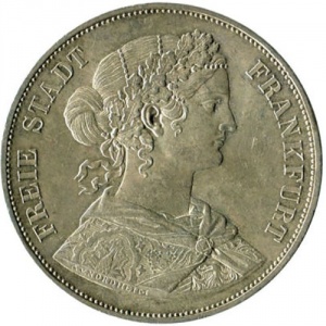 Аверс монеты Вольный город Франкфурт, 2 союзных талера, 1860-1866