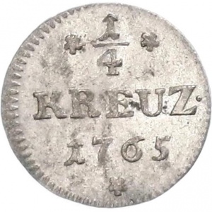 Реверс монеты Вольный город Франкфурт, ¼ крейцера, 1765