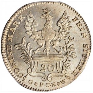 Аверс монеты Вольный город Франкфурт, 20 крейцеров, 1766-1772