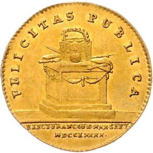 Реверс монеты Вольный город Франкфурт, 1 дукат, 1790, Коронация Леопольда II