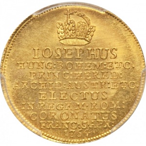 Реверс монеты Вольный город Франкфурт, 1½ дуката, 1764, Коронация Иосифа II