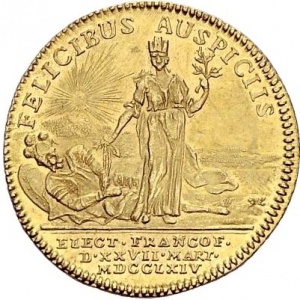 Реверс монеты Вольный город Франкфурт, 2 дуката, 1764, Коронация Иосифа II