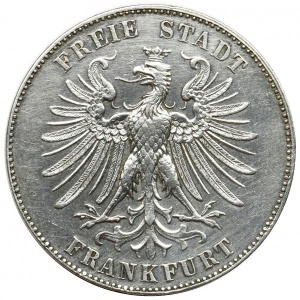 Аверс монеты Вольный город Франкфурт, 1 талер, 1859, 100 лет со дня рождения Фридриха Шиллера