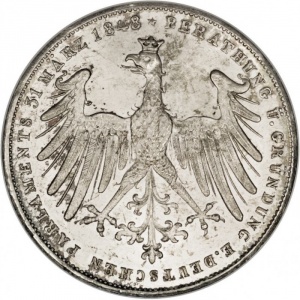 Реверс монеты Вольный город Франкфурт, 2 гульдена, 1848, Конституционный съезд