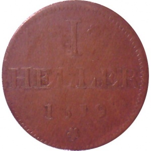 Реверс монеты Вольный город Франкфурт, 1 геллер, 1819, Грифон
