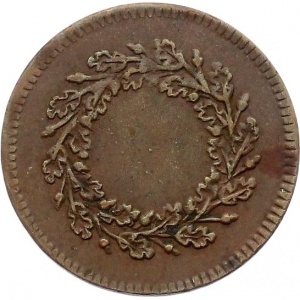 Аверс монеты Вольный город Франкфурт, 1 геллер, 1820, Дубовый венок, "I" между звездами