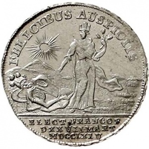 Реверс монеты Вольный город Франкфурт, 1 дукат, 1764, Коронация Иосифа II