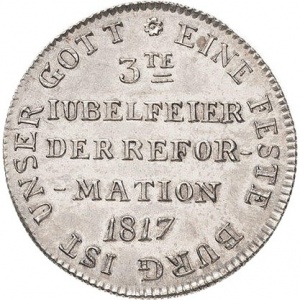 Реверс монеты Вольный город Франкфурт, 1 дукат, 1817, 300 лет реформе /шесть строчек на аверсе/