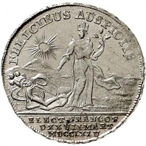 Реверс монеты Вольный город Франкфурт, 2 дуката, 1764, Коронация Иосифа II