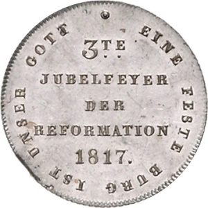 Реверс монеты Вольный город Франкфурт, 2 дуката, 1817, 300 лет реформе /пять строчек на аверсе/