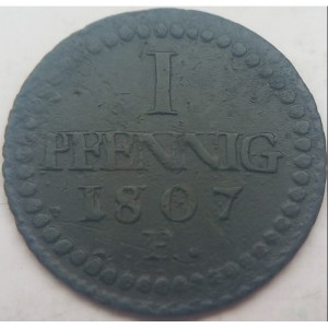 Реверс монеты Королевство Саксония, 1 пфенниг, 1807-1809