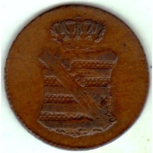 Аверс монеты Королевство Саксония, 1 пфенниг, 1825