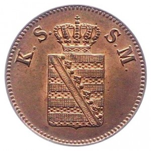 Аверс монеты Королевство Саксония, 1 пфенниг, 1841-1854