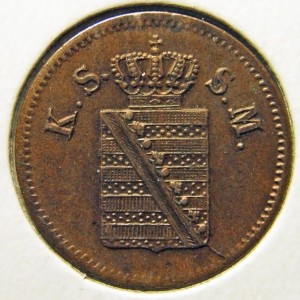 Аверс монеты Королевство Саксония, 1 пфенниг, 1855-1859