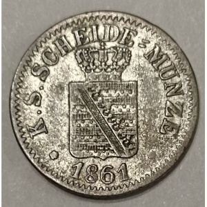 Аверс монеты Королевство Саксония, 1 новый грош, 1861