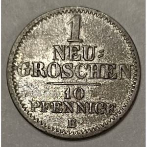 Реверс монеты Королевство Саксония, 1 новый грош, 1861