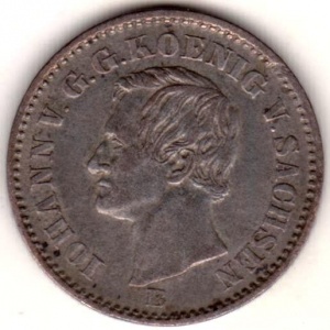 Аверс монеты Королевство Саксония, 2 новых гроша, 1868-1873