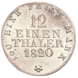 Реверс монеты Королевство Саксония, ¹⁄₁₂ талера, 1819-1823