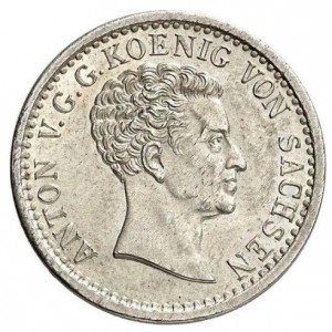 Аверс монеты Королевство Саксония, ⅙ талера, 1827-1828
