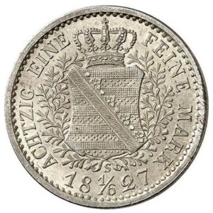 Реверс монеты Королевство Саксония, ⅙ талера, 1827-1828