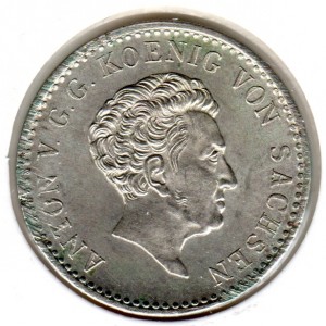 Аверс монеты Королевство Саксония, ⅙ талера, 1829