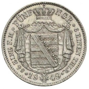 Реверс монеты Королевство Саксония, ⅙ талера, 1841-1850