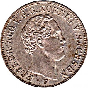 Аверс монеты Королевство Саксония, ⅙ талера, 1851-1852