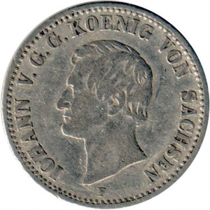 Аверс монеты Королевство Саксония, ⅓ талера, 1858-1859